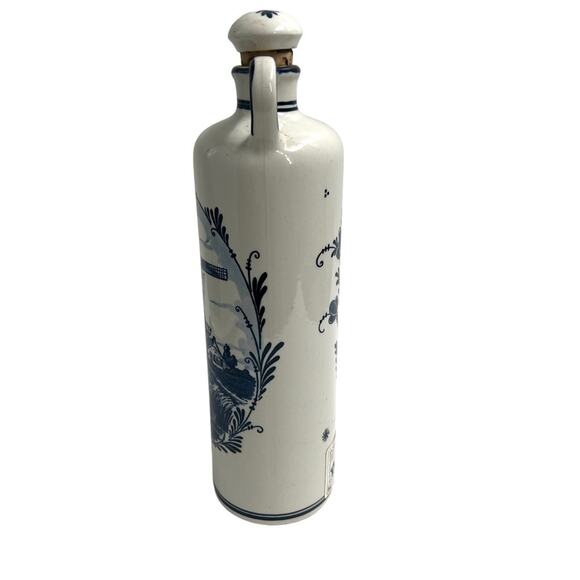 Vintage BOLS Delft Blue Corked Lidded Decanter Hand Painted Windmill Holland - Picture 5 of 12